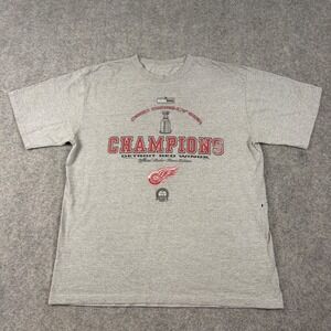 VF Detroit Red Wings T Shirt Mens XL Gray 2002 Stanley Cup Champions NHL Hockey